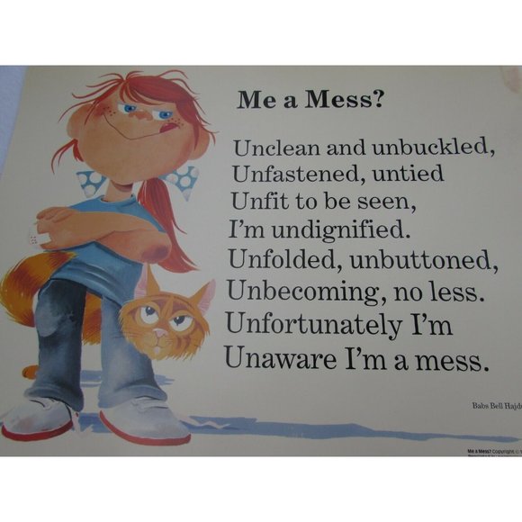 Me a Mess Grade School Poster Babs Bell Hajdusiewicz 30236 Poetry VNTG - Picture 3 of 5